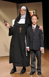 Rena Cherry Browne (Sister Mary Ignatius) with Drew Sharpe. Photo courtesy of Bay Theatre Company.