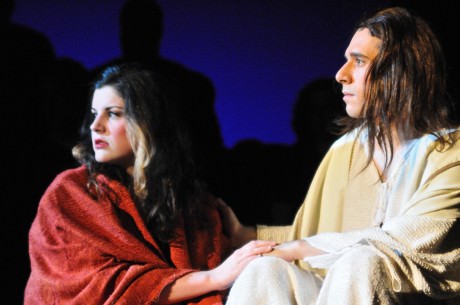 Ben Lurye (Jesus) and Emily Sergo (Mary). Photo by Rosemary Malecki, and courtesy of Opera AACC.