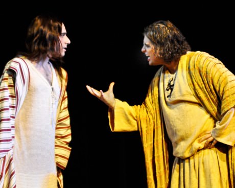  Ben Lurye (Jesus), and Robert Bradley (Judas). Photo by Rosemary Malecki, courtesy of Opera AACC.