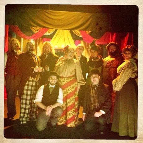 Cast of “Murder at Mount Hope Mansion. (Johnny and Doug are, respectively, second and third from left. Pete is second from right). Photo courtesy of Carrie Emich-Wallace.