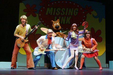  Scooby-Doo and the Mystery Inc. Gang performs as Missing Link in order to catch a ghost in  Scooby-Doo Live! Musical Mysteries. Photo by  Kelly Phillips.