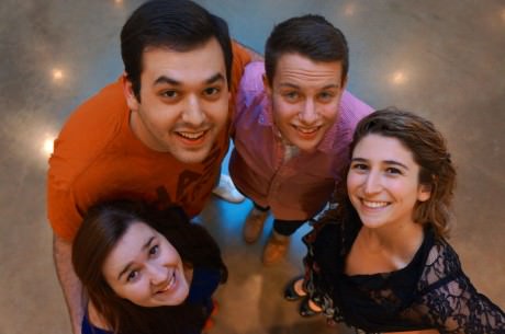 The cast of [title of show]': Hunter (Ryan Burke), Jeff (Emmett Patterson), Susan (Sarah King), and Heidi (Samantha Oakes). Photo courtesy of AU Players. 