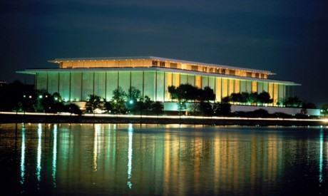 The Kennedy Center at night.