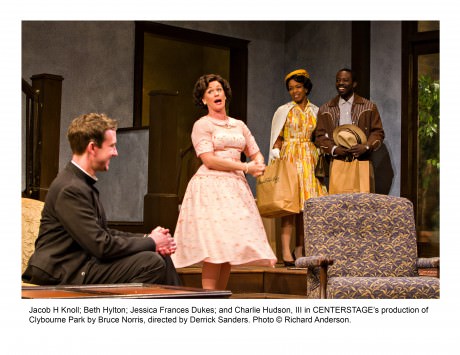 Jacob H Knoll; Beth Hylton; Jessica Frances Dukes; and Charlie Hudson, III in CENTERSTAGEÕs production of Clybourne Park by Bruce Norris, directed by Derrick Sanders. Photo © Richard Anderson.