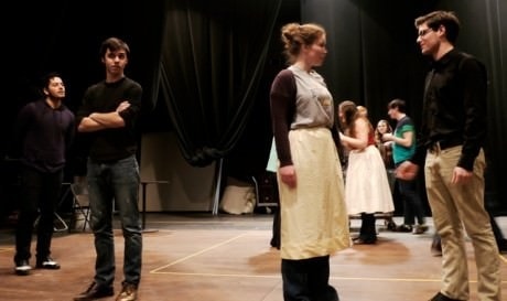 The cast in rehearsal. Photo by Kathleen Barth