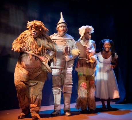 Lion (Tobias Young) Tinman (Marquise White) Scarecrow (Bryan Daniels) and Dorothy (Ashley Johnson). Photo by Kirstine Christiansen.