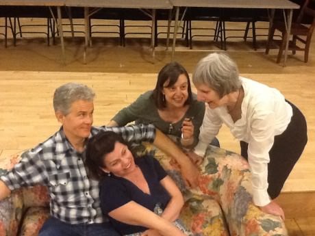 August: Osage County rehearsals with Dane Galloway (Charlie), Maura Claire Harford (Mattie Fae), Delia Taylor, and Deborah Taylor.