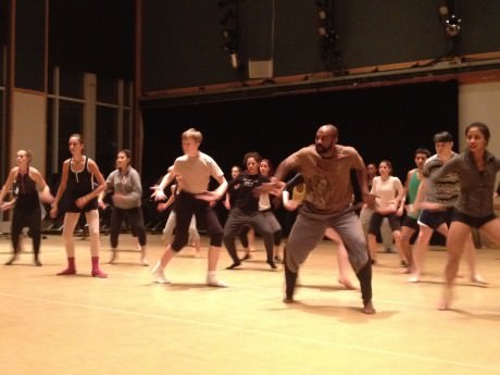 CityDance Conservatory dancers participating in a public master class with guest artist Ron K. Brown.