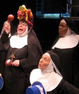  (l to r) Jane Boyle(The Reverend Mother), Heather Beck (Sister Robert Ann), and Jesaira Glover (Sister Hubert). Photo by Kirstine Christiansen. 