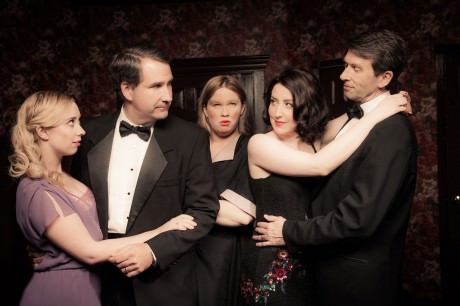 (l to r) Sibyl (Rachel Holmes), Elyot (Michael P. Sullivan), Louise (Stephy Miller), Amanda (Ann Turiano), and Victor (Darren McDonnell). Photo by Ken Stanek Photography.
