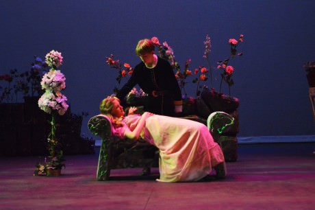 Prince Alexander (Topher Wagner) arrives to save Princess Briar Rose (Maggie Keane). Photo by Larry McClemons.