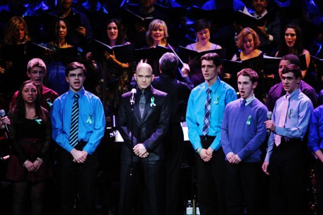 Michael Cerveris and Newtown High School Chamber Choir Photo by Grace Rainer Long. 