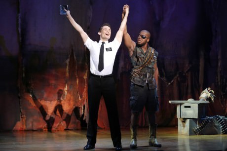 Mark Evans and Derrick Williams in ‘The Book of Mormon’ First National tour. Photo by Joan Marcus.