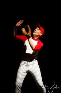 Joe Hardy (Tim Adams) needs no practice -- he can play right off the bat. Photo by Tracy J. Brooks Photography.