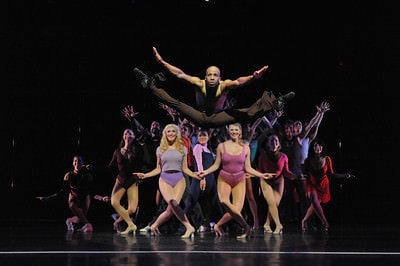 Tony Thomas (Richie) and the cast of 'A Chorus Line.' Photo by Stan Barouh.