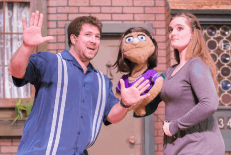 James Hotsko Jr., Kate Monster (puppet), and Kristina Hopkins. Photo by Keith Waters.
