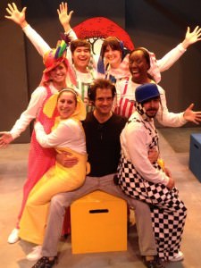 Maggie Erwin, Sherry Berg, Mikey Cafarelli, Katie Nigsch Fairfax, Ashley Buster, Steven Soto, and Ray Ficca (Center). Photo courtesy of Nextstop Theatre Company.