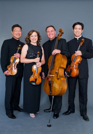left to right: Benny Kim, violin; Cathy Meng Robinson, violin; Keith Robinson, cello; and Scott Lee, viola. Photo by Tara McMullen.