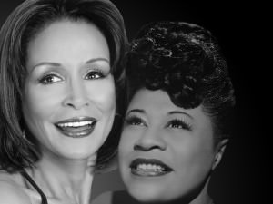 Freda Payne playing Ella Fitzgerald in the MetroStage production of Ella Fitzgerald: First Lady of Song, conceived and directed by Maurice Hines. In performance Jan. 23-Mar. 16, 2014. Graphic design by Chris Banks.