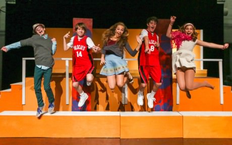 Adam Ashley, Tommy Richman, Frankie Littleton, Winston Leslie and Stephanie Frazier in MVCCT’s Production Of Disney’s 'High School Musical. 'Photo by Laura Marshall. 