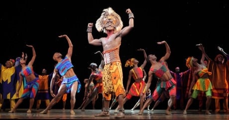 Jelani Remy (Simba) and 'The Lion King' ensemble. Photo by Joan Marcus.