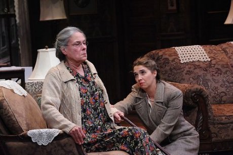 Tana Hicken as Grandma Kurnitz and Holly Twyford  (Bella) in 'Lost in Yonkers' at Theater J. Photo by Stan Barouh.