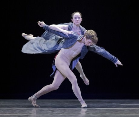 Principal Dancer Alison Roper with Soloist Lucas Threefoot in the world premiere of Trey McIntyre’s 'Robust American Love, 'choreographed to the music of the Fleet Foxes. Trey’s piece is one of three works on OBT’s Spring program, American Music Festival. American Music Festival runs April 18 - 27, 2013 at the Newmark Theatre. Photo by Blaine Truitt Covert.