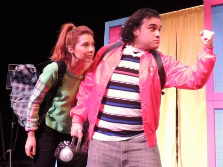 The kids at school (Jen Beven and Chema Pineda-Fernández) don't make it easy for Violet to feel welcome. Photo courtesy of NextStop Theatre Company.