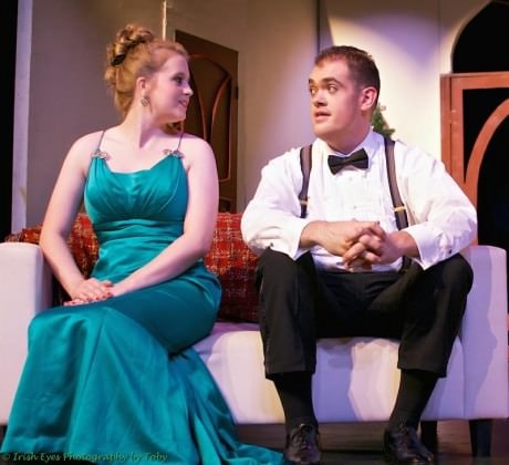 Carolyn Schaumburg and Stephen T. Wheeler  in 'The Game's Afoot' at McLean Community Players. Photo by Irish Eyes Photography by Toby.