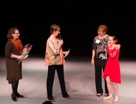  (L to R) - Caroline Frankil Warren (BalletNova Executive Director), Nancie Woods (BalletNova Artistic Director), Kathy Fredgren, and Amara Forsley (first Fredgren Scholarship recipient).