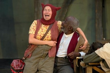 Bethan Cullinane (Fool) and Joseph Marcell (Lear) in King Lear. Photo courtesy of Ionarts.