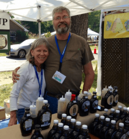 Joyce and Travis Miller of Falling Bark Farm at the Bluemont Festival.