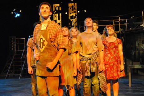 Andy Lieberman (Booby Strong) and the Ensemble of Urinetown Photo by William Atkins, Senior University Photographer