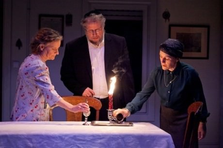 Sarah Marshall, Michael Tolaydo, and Jennifer Mendenhall in ‘Apples From the Desert.’  It was part of the 'Voices from a Changing Middle East Festival; in 2012. Photograph by C. Stanley Photography.