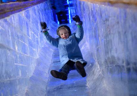 Two-story ice slide.
