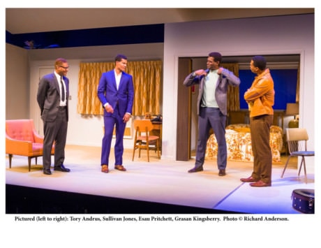 Pictured left to right: Tory Andrus (Malcom X), Sullivan Jones (Cassius Clay), Esau Pritchett (Jim Brown), and Grasan Kingsberry  (Sam Cooke). Photo by Richard Anderson.