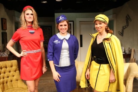 Cast member: Left to Right: TWA's Janet (Cory Bolcik), Air France's Jacqueline (Christina Fox) and Lufthansa's Judith (Netta Morelli). Photo by Scott D'Vileskis.