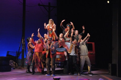 The cast of 'Godspell' at Olney Theatre Center. Photo by Stan Barouh.