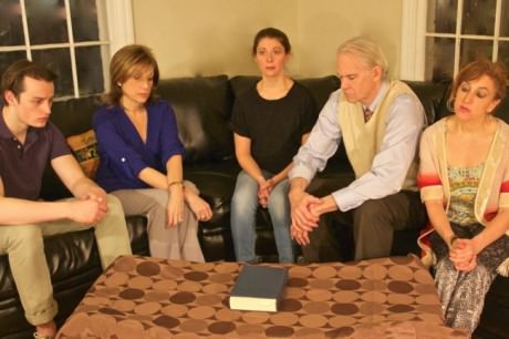 The cast of ''Other Desert Cities': (from left to right) Tim Torre, Sue Schaffel, Anna Jackson, Bob Chaves, and Melissa Robinson. Photo by Toly Yarup.