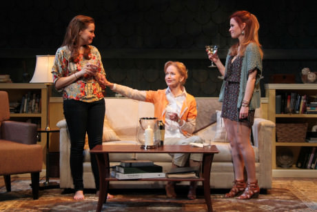 Michelle Six (Catherine Croll), Helen Hedman (Alice Croll), and Maggie Erwin (Avery Willard) in Round House Theatre’s current production of Rapture, Blister, Burn. Photo by Danisha Crosby.