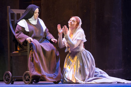 Left, Dolora Zajick as Madame de Croissy and Layla Claire as Blanche de la Force.  Photo by Scott Suchman.