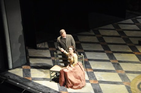 Cecilia Violetta López as Violetta and Malcolm MacKenzie as Giorgio Germont. Photo courtesy Virginia Opera.