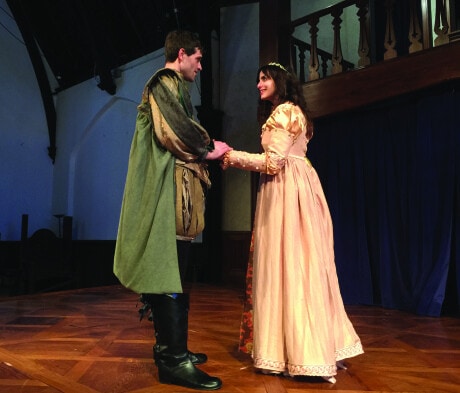 Chris Cotterman (Bassanio) and Valerie Dowdle (Portia). Photo by Lynne Menefee.