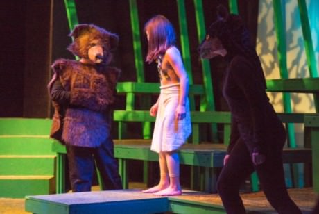 Baloo (Max Belmar), Mowgli (Olivia Laurine, and Bagheera (Shannon Rodgers). Photo by Gary Mester.