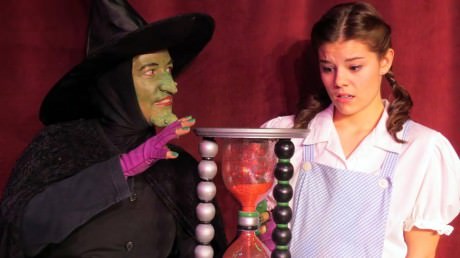 Susan Thornton as The Wicked Witch of the West and Kelsey Swann as Dorothy. Photo courtesy Other Voices Theatre.