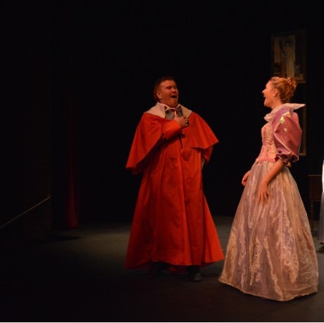 Cardinal Richelieu (Brian Metcalf) and Milady de Winter (Maggie Keane).  Photo by Larry McClemons.