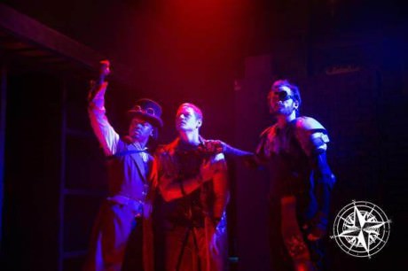 Faustus (John Cartwright II), Mephistopheles (Seth Washington), and Bruno (Ty Wilding). Photo by Tara Lynn Lanning.