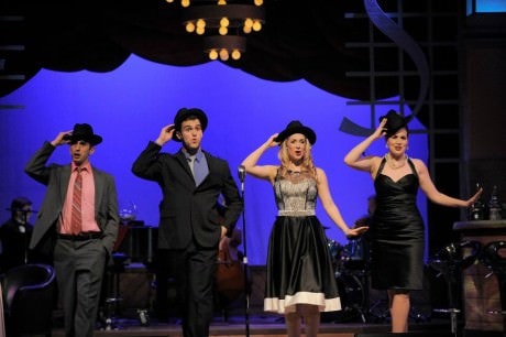 Tim Russell, Alex Canty, Stephanie Cowan and Blaire Baker in "My Way." Photo courtesy of Riverside Center Dinner Theater.