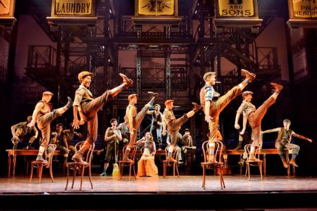 (Ben Cook (Front Right with Cigar) and the Original company, North American Tour of NEWSIES.  ©Disney.  Photo by Deen van Meer.