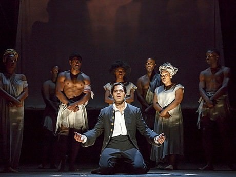 Josh Young (John Newton) and the cast of 'Amazing Grace.' Photo by Joan Marcus.